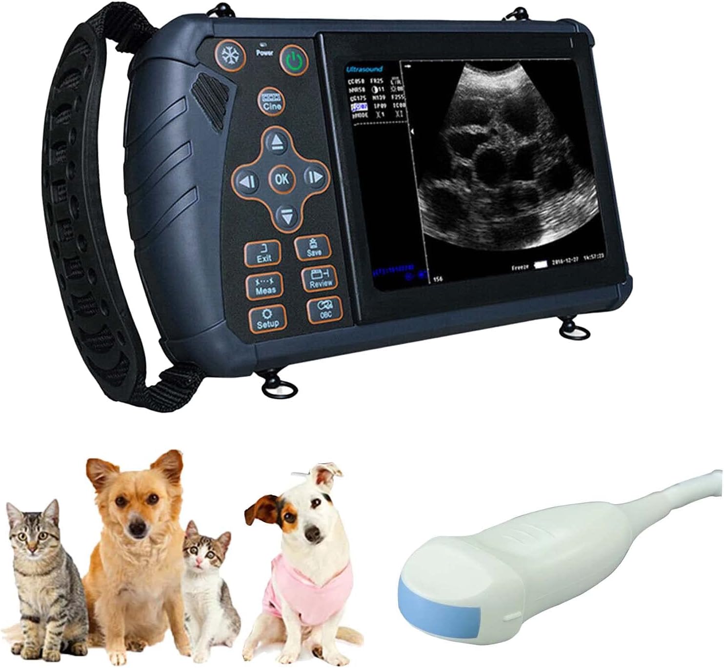 PUPCA Veterinary Ultrasound Machine for Pregnancy Portable Vet Handheld Scanner B-Ultra Sound Lightweight Ultrasound Tester with Waterproof Probe for Cattle,Pig,Sheep,Dog use (Micro-Convex Probe)